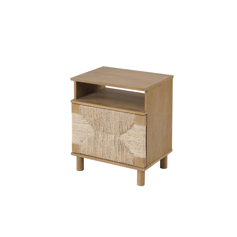 Beacon Light Brown Wood and Seagrass Nightstand