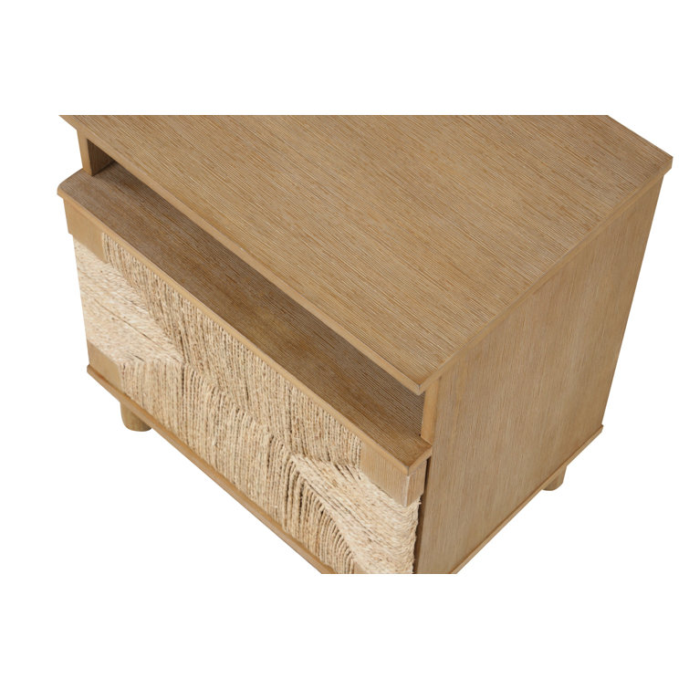 Beacon Light Brown Wood and Seagrass Nightstand