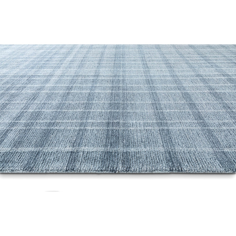 Hand Tufted Blue Wool Rectangular Area Rug 2' x 3'