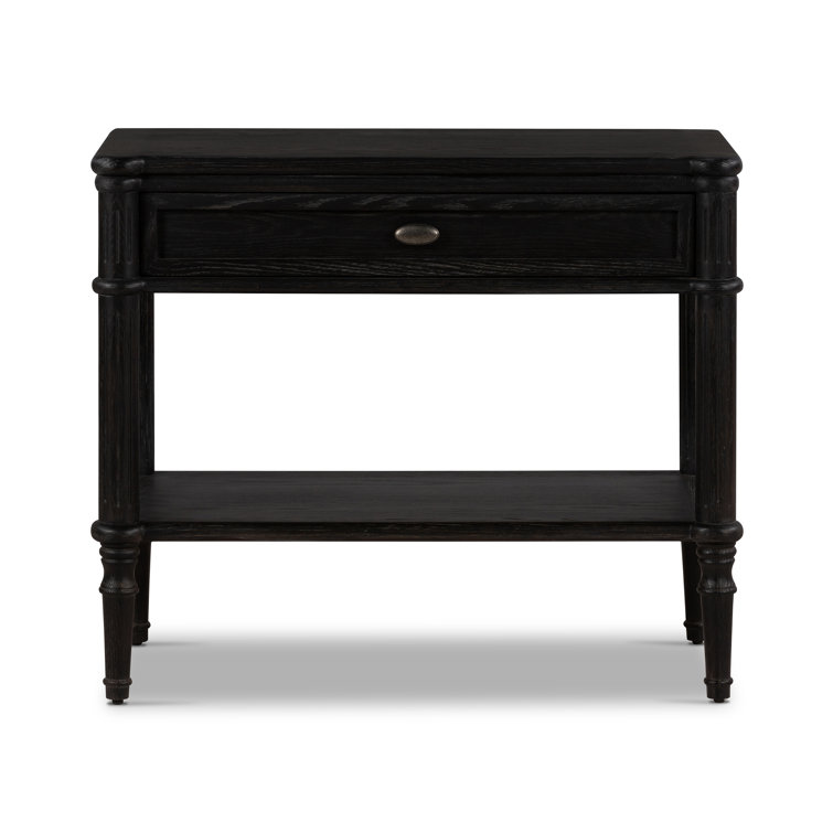 Tacorey Rustic Black Solid Oak 1-Drawer Nightstand