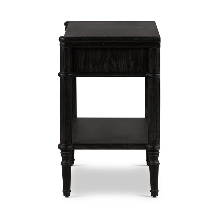 Tacorey Rustic Black Solid Oak 1-Drawer Nightstand