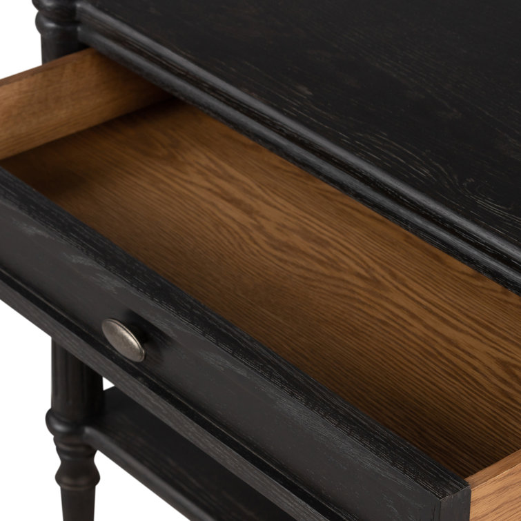 Tacorey Rustic Black Solid Oak 1-Drawer Nightstand