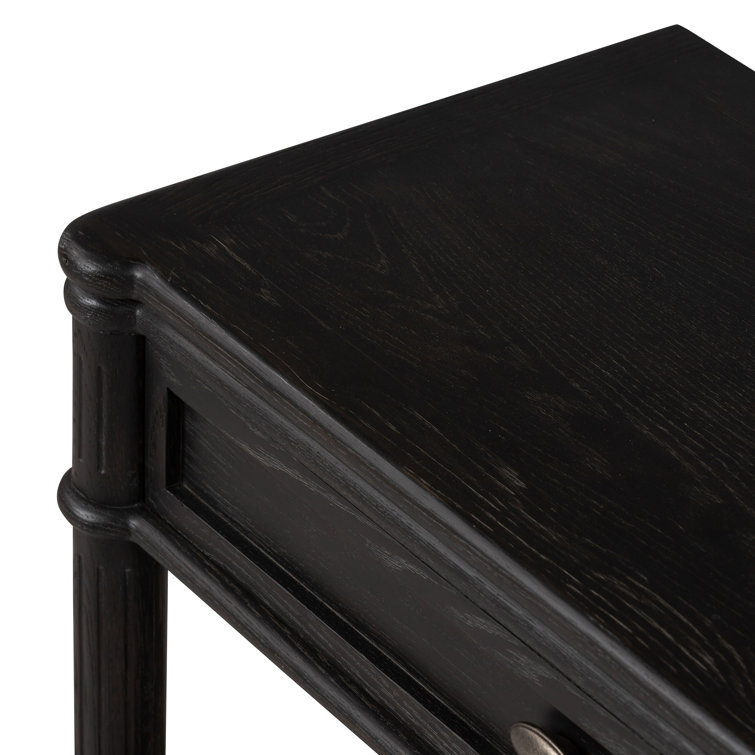 Tacorey Rustic Black Solid Oak 1-Drawer Nightstand