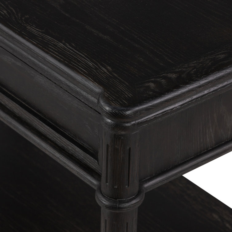 Tacorey Rustic Black Solid Oak 1-Drawer Nightstand