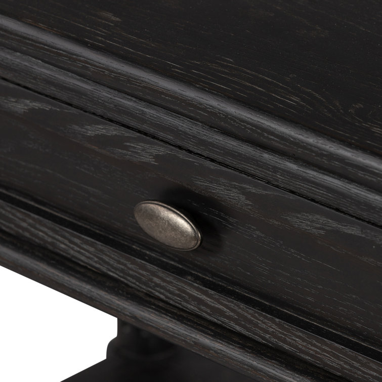 Tacorey Rustic Black Solid Oak 1-Drawer Nightstand