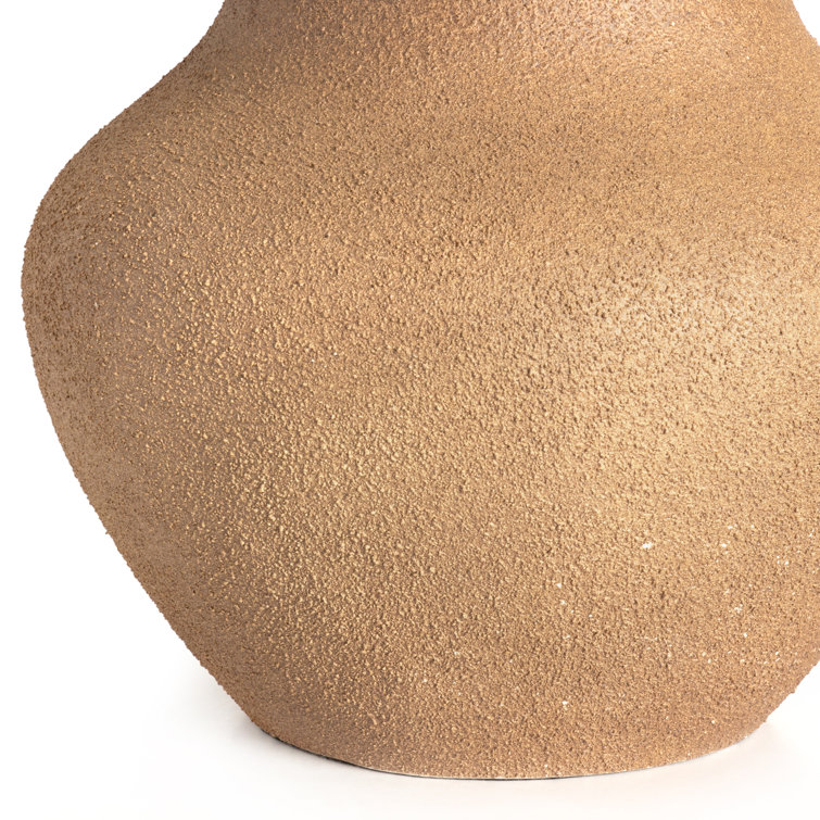 Dark Sand Ceramic Table Lamp with Ivory Shade