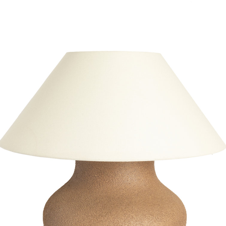 Dark Sand Ceramic Table Lamp with Ivory Shade
