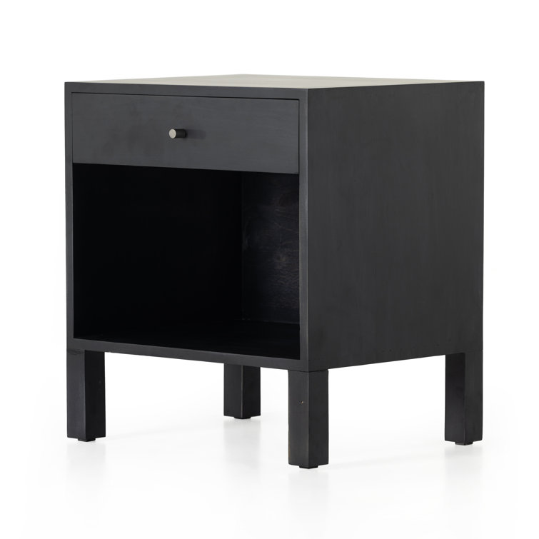 Isador Contemporary Black Solid Poplar 1-Drawer Nightstand