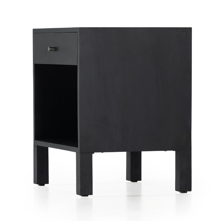 Isador Contemporary Black Solid Poplar 1-Drawer Nightstand