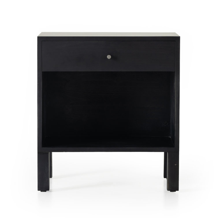 Isador Contemporary Black Solid Poplar 1-Drawer Nightstand