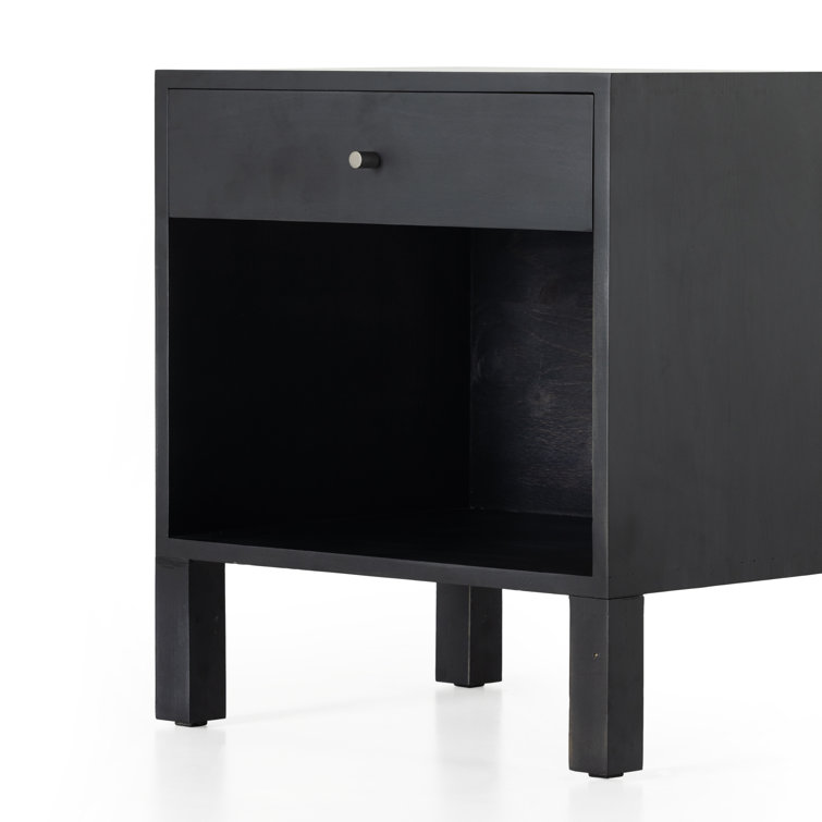 Isador Contemporary Black Solid Poplar 1-Drawer Nightstand