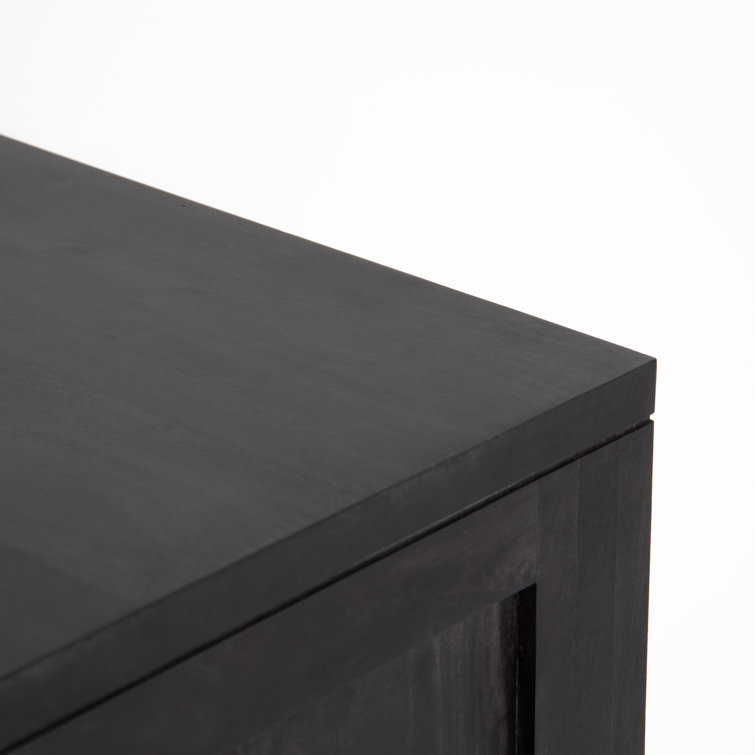 Contemporary Black Mango Wood & Iron Sideboard with Arched Cane Panels