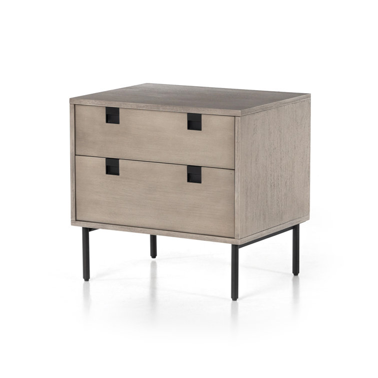 Carly Contemporary 24" Black and Gray 2-Drawer Nightstand