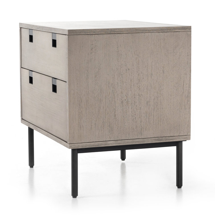 Carly Contemporary 24" Black and Gray 2-Drawer Nightstand