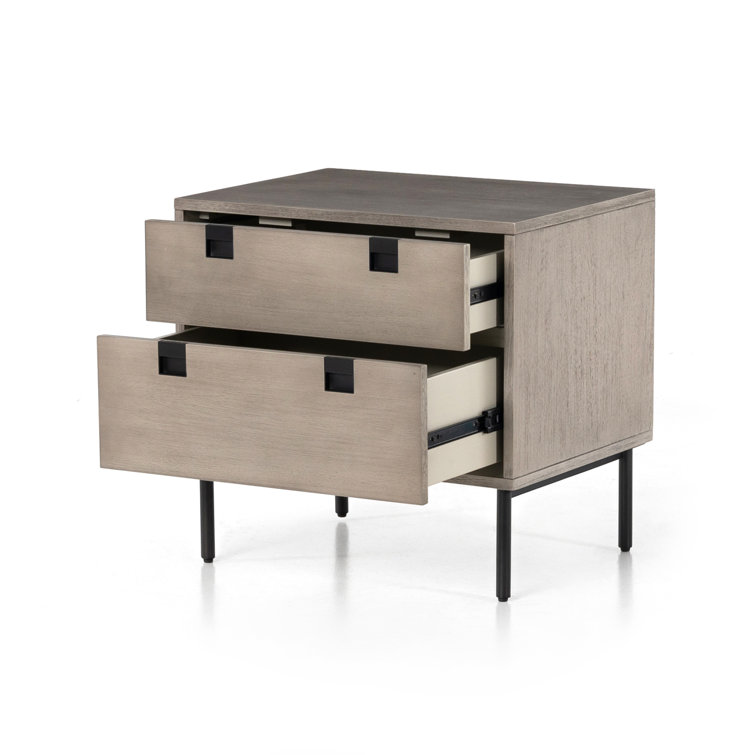 Carly Contemporary 24" Black and Gray 2-Drawer Nightstand