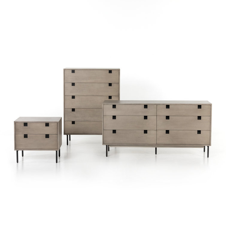 Carly Contemporary 24" Black and Gray 2-Drawer Nightstand
