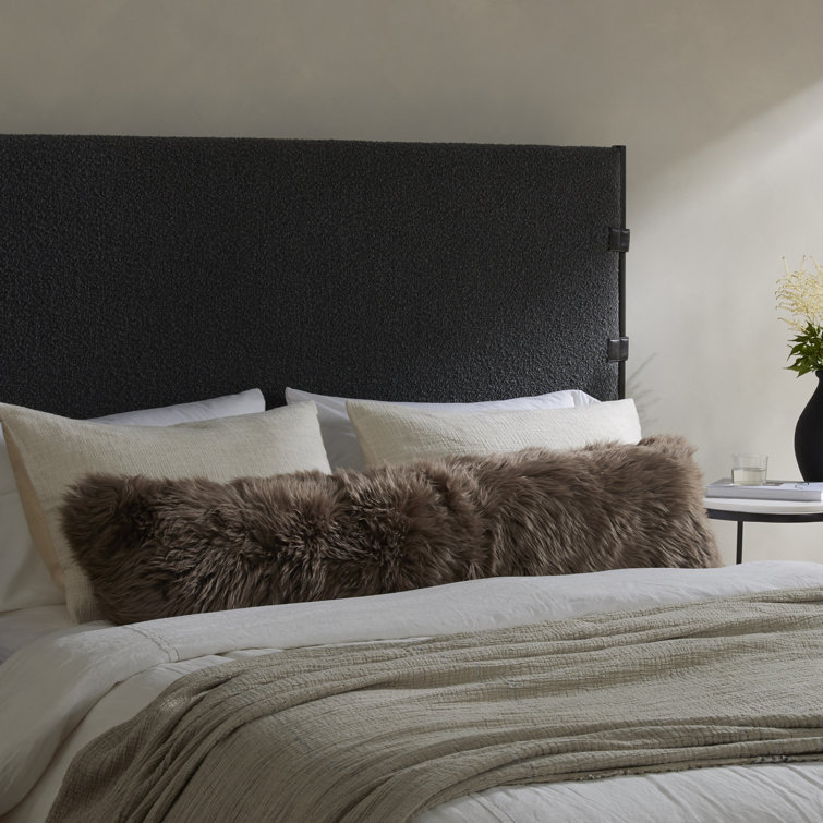 Taupe Sheepskin 48" Lumbar Pillow