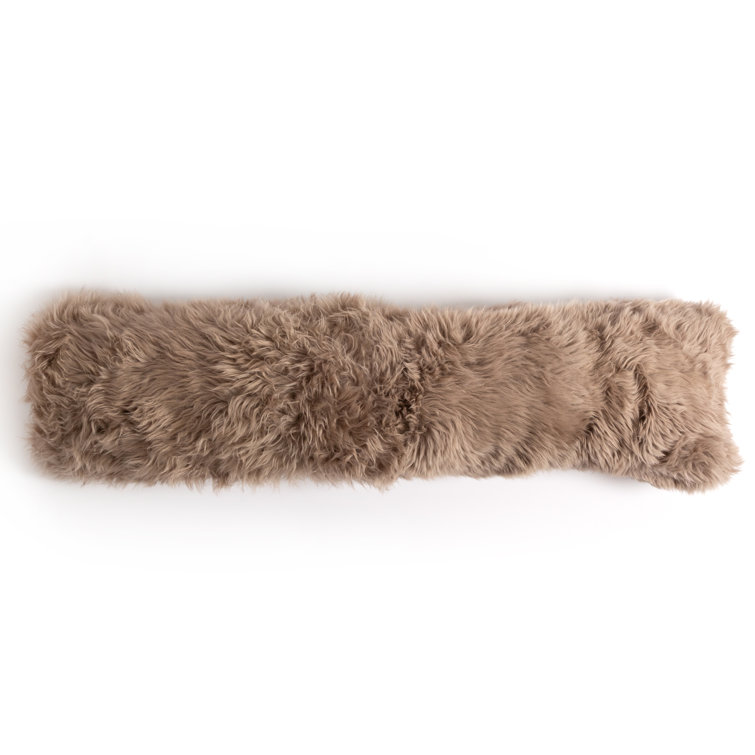 Taupe Sheepskin 48" Lumbar Pillow