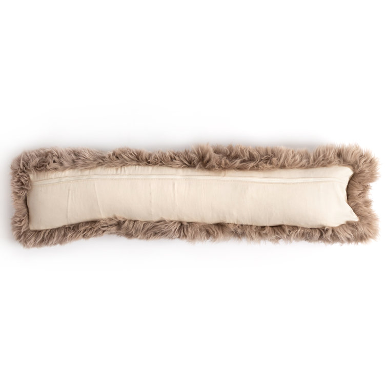 Taupe Sheepskin 48" Lumbar Pillow