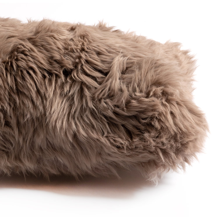 Taupe Sheepskin 48" Lumbar Pillow