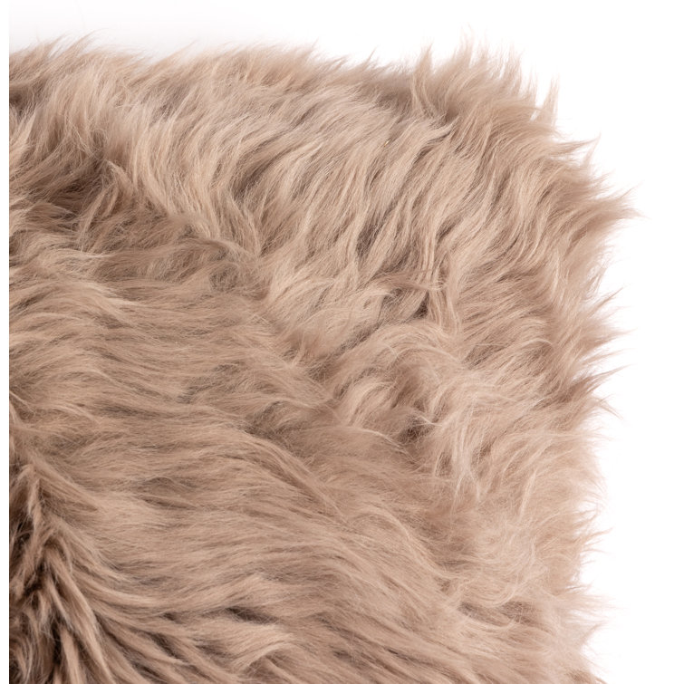 Taupe Sheepskin 48" Lumbar Pillow