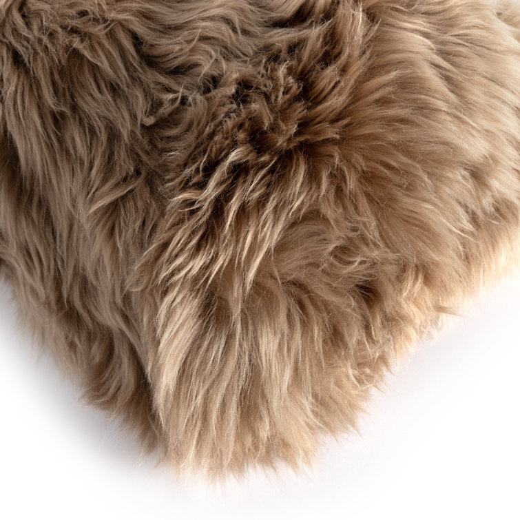 Taupe Sheepskin 48" Lumbar Pillow