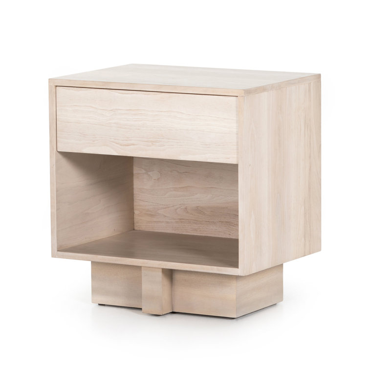 Ashen Walnut and Mahogany 24" Modern Nightstand with Drawer and Shelf