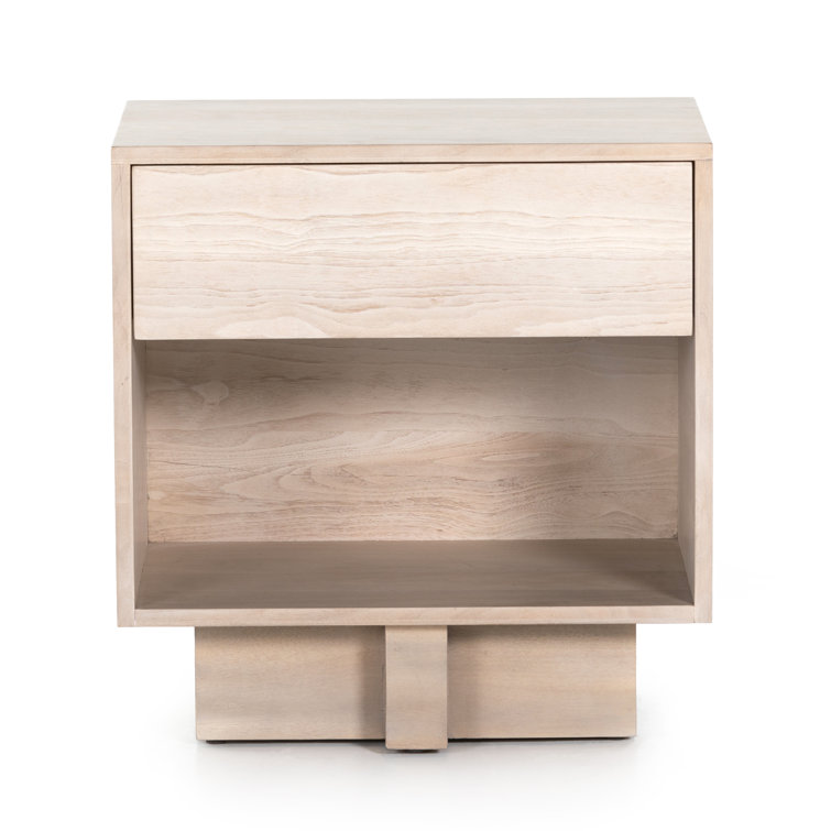 Ashen Walnut and Mahogany 24" Modern Nightstand with Drawer and Shelf