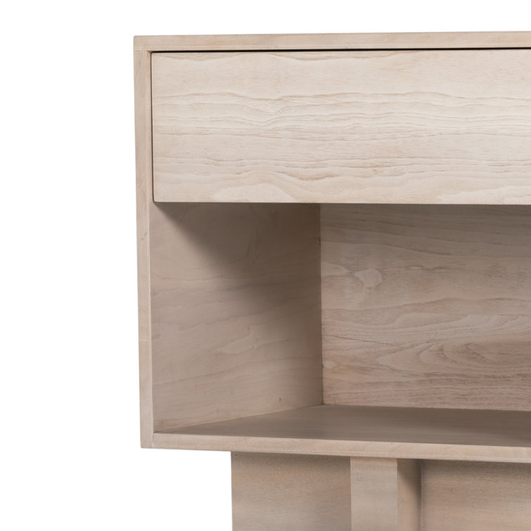 Ashen Walnut and Mahogany 24" Modern Nightstand with Drawer and Shelf
