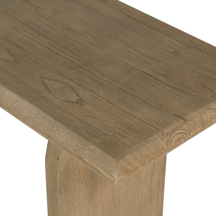 Fen Solid Mindi Wood Sled-Leg Dining Bench