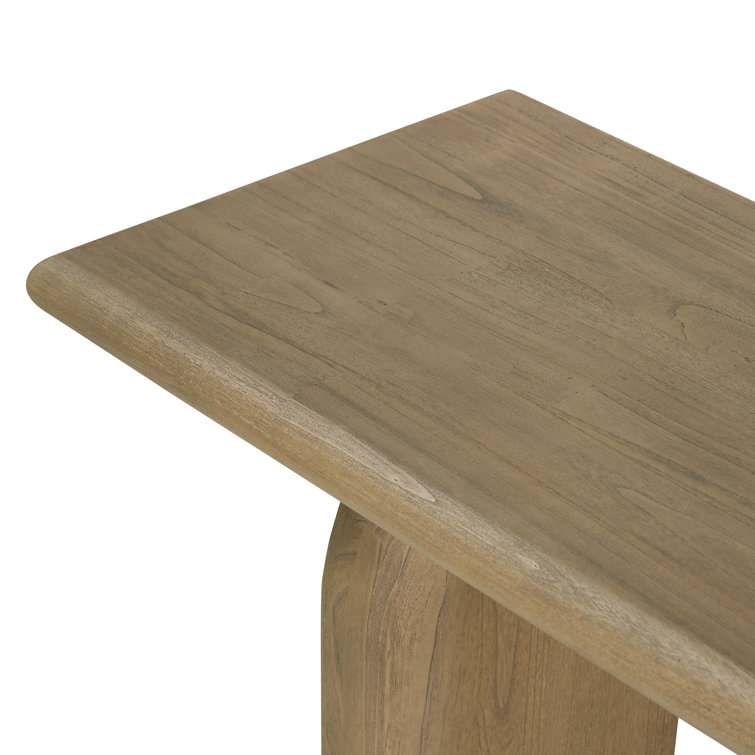 Fen Solid Mindi Wood Sled-Leg Dining Bench