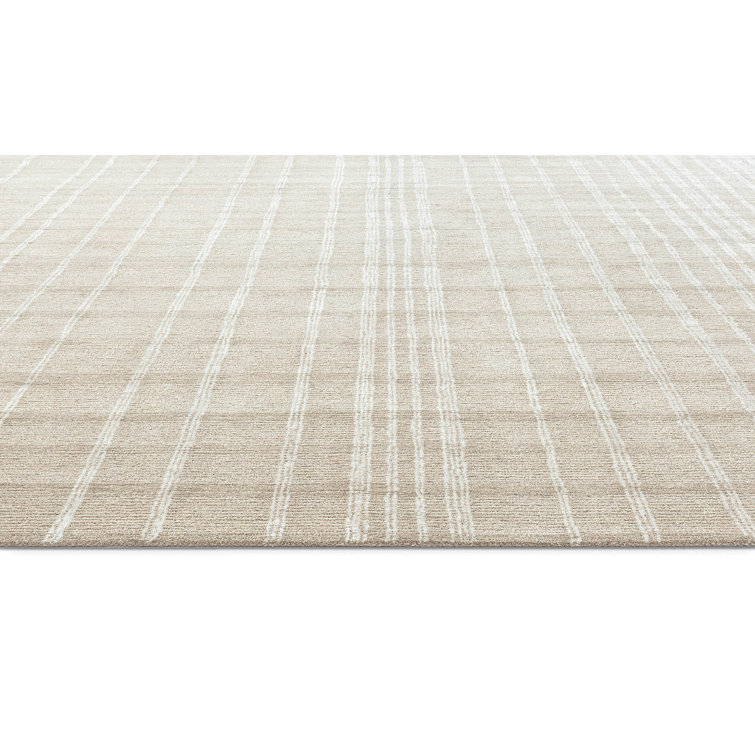 Handmade Beige Wool Tufted Rectangular Area Rug