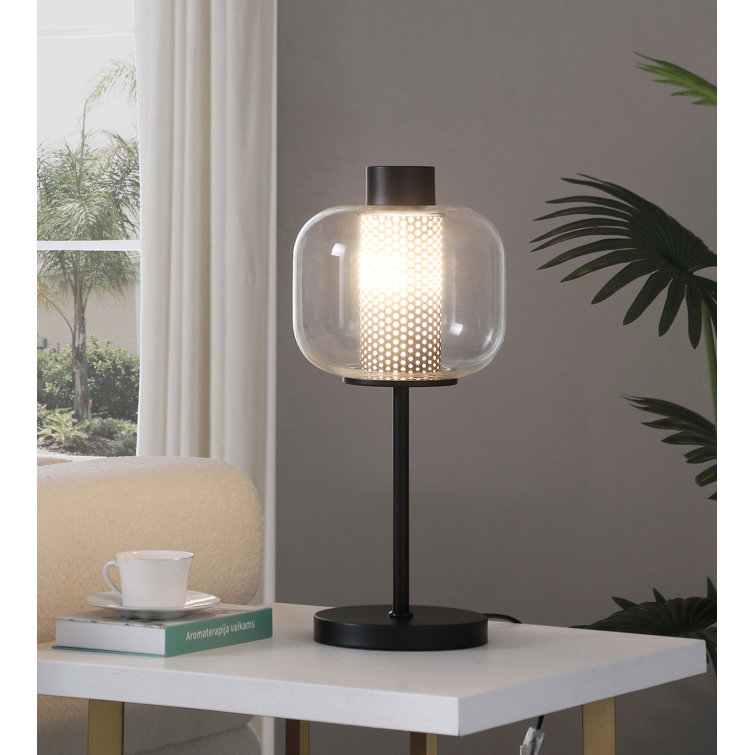 Black Iron Table Lamp with Clear Glass Shade