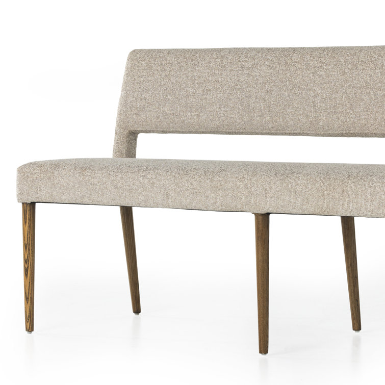Joseph Gray Upholstered Dining Bench with Nettlewood Legs