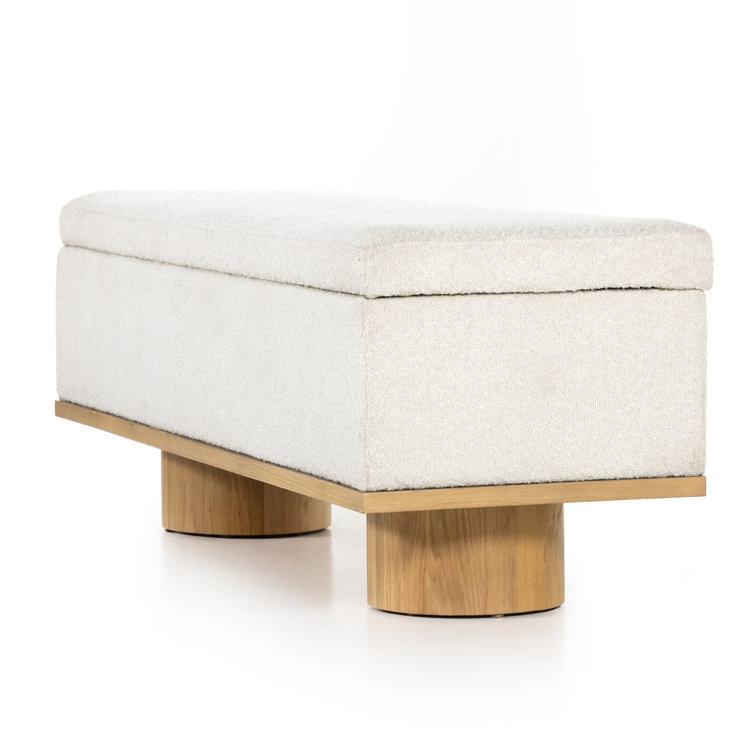 Contemporary White Oak Upholstered Storage Bench