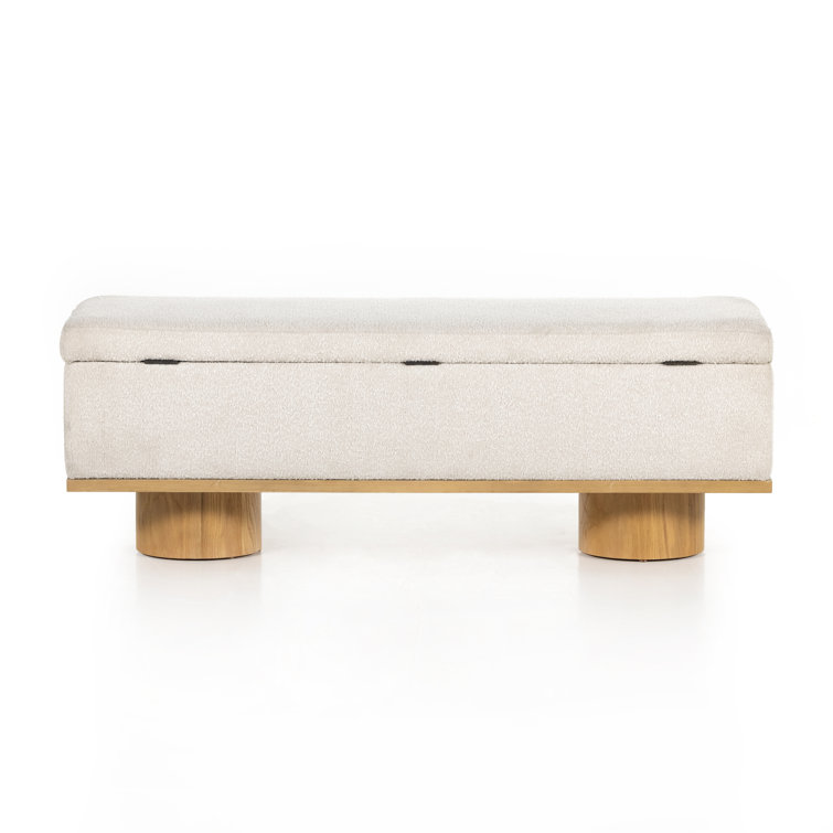 Contemporary White Oak Upholstered Storage Bench