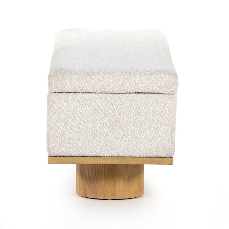 Contemporary White Oak Upholstered Storage Bench