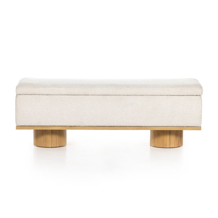 Contemporary White Oak Upholstered Storage Bench