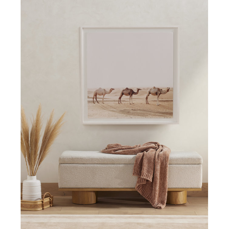 Contemporary White Oak Upholstered Storage Bench