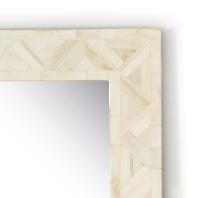 Rectangular White Bone and Iron Floor Mirror