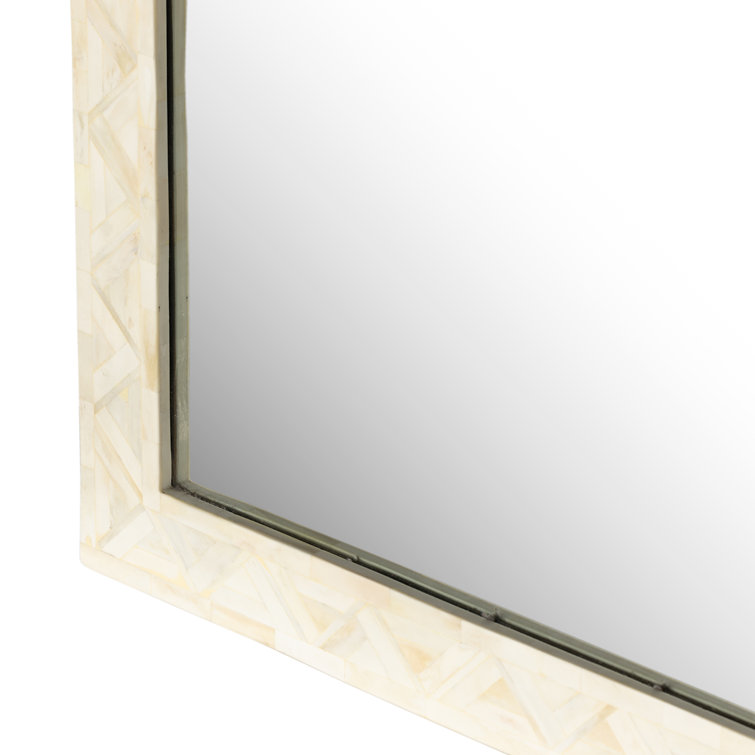Rectangular White Bone and Iron Floor Mirror