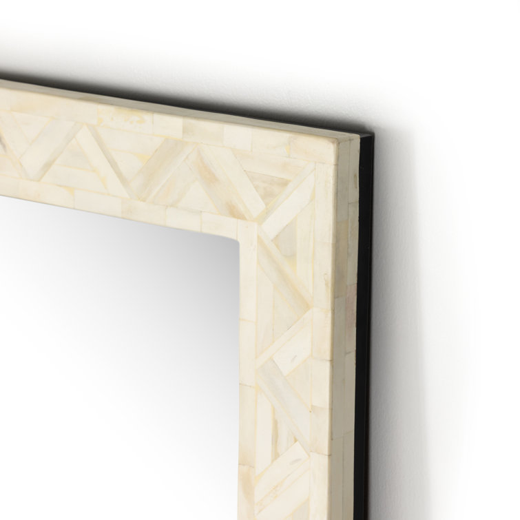 Rectangular White Bone and Iron Floor Mirror