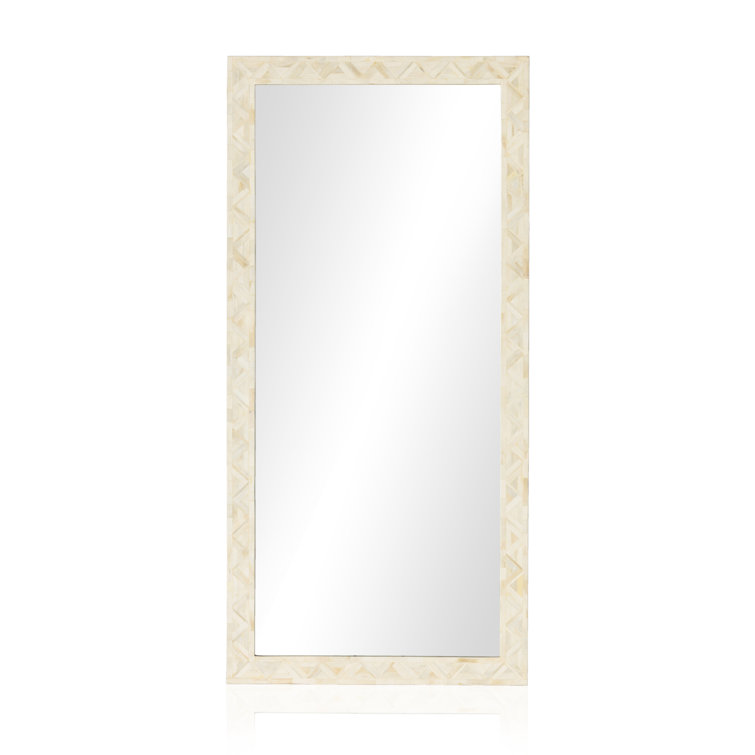 Rectangular White Bone and Iron Floor Mirror