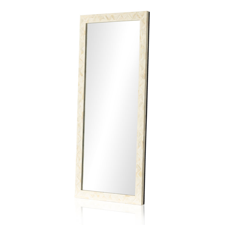 Rectangular White Bone and Iron Floor Mirror