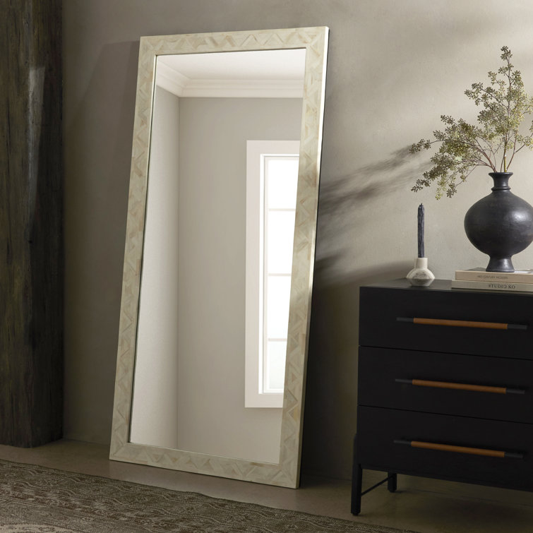 Rectangular White Bone and Iron Floor Mirror