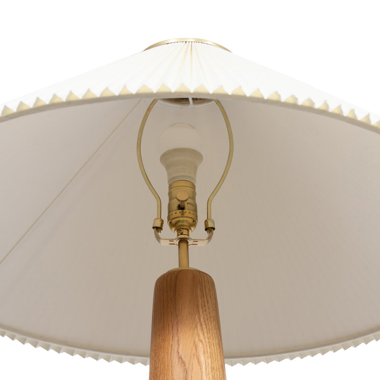 66" Oak and Bronze Floor Lamp with Pleated Shade