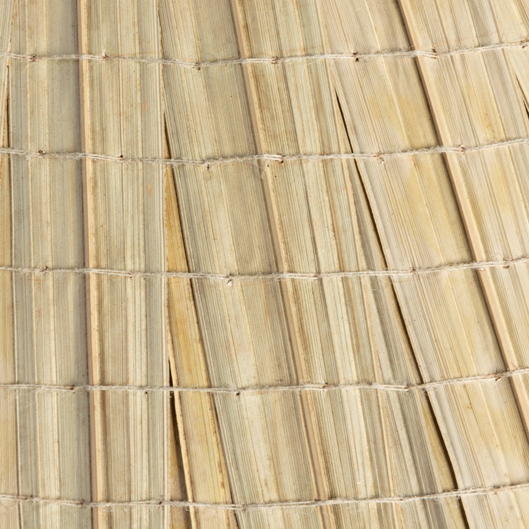 Sand Ceramic Table Lamp with Woven Palm Shade