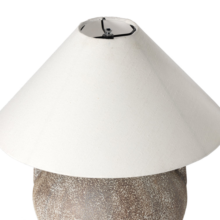 Rustic Brown Ceramic Table Lamp with Linen Shade