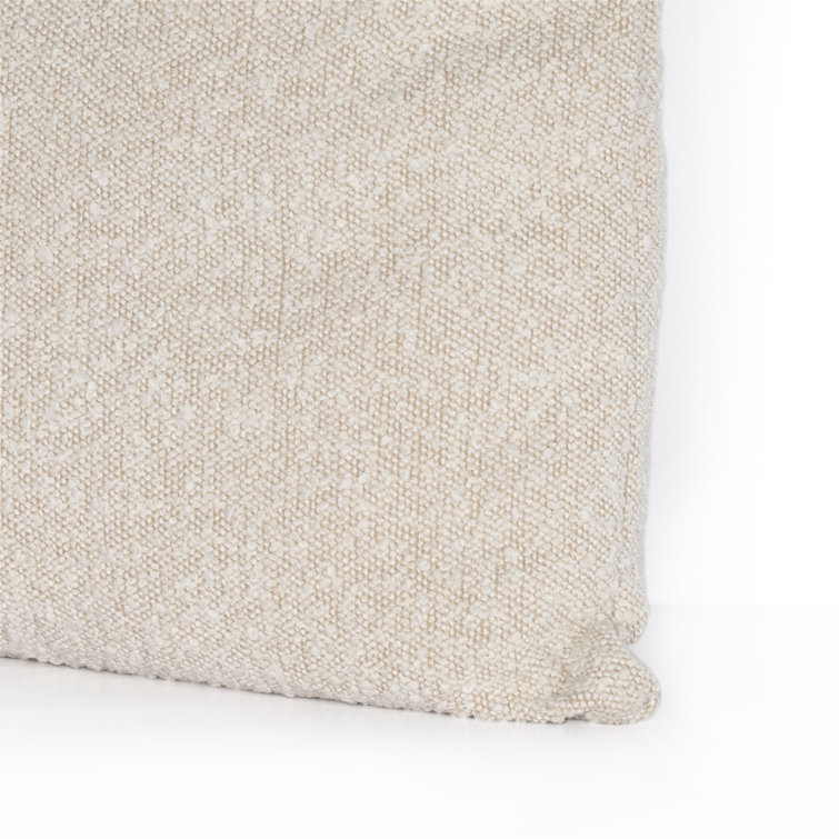 Cream Boucle and Black Leather Square Throw Pillow Set