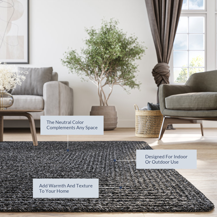 Charcoal Braided Synthetic 5' x 8' Indoor/Outdoor Area Rug